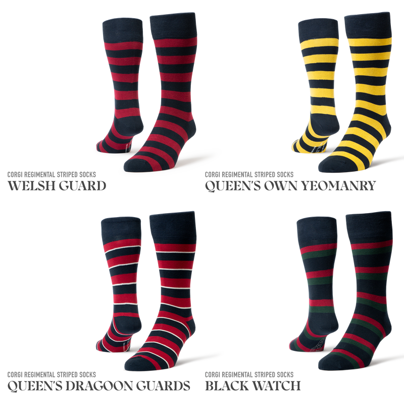 Corgi Regimental Striped Socks - Queen's Dragoon Guards - The Shoe Snob